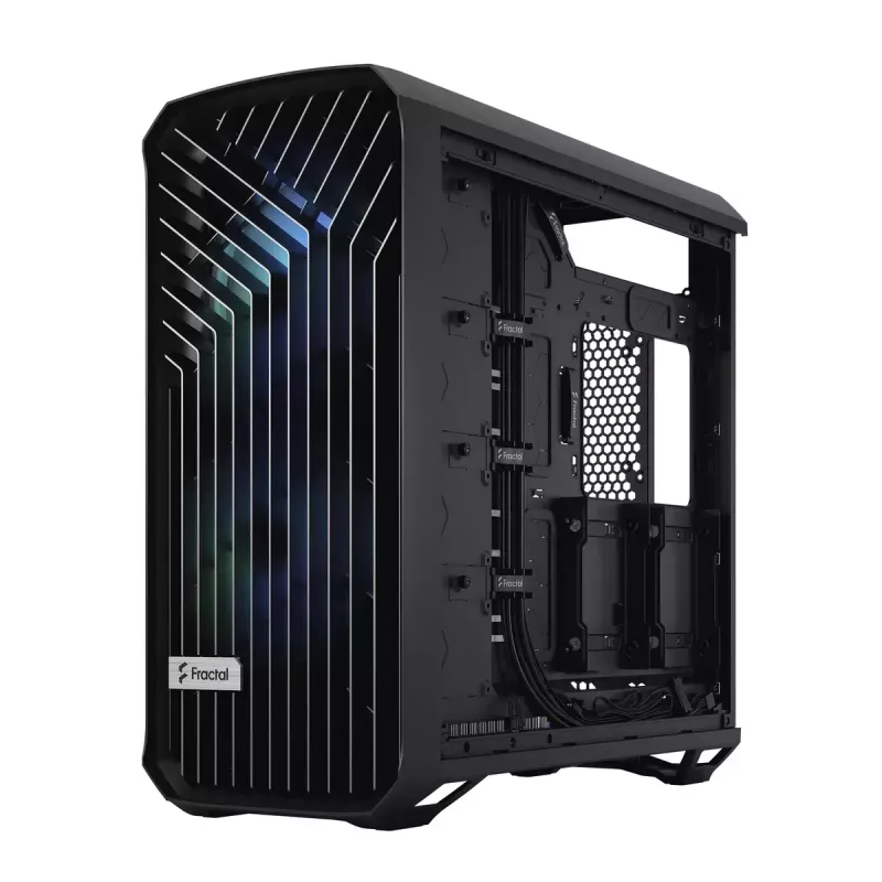 Arvuti korpus Fractal Design Torrent Tower Black — toetab ATX/EATX/ITX, 2x180mm esiventilaatorit, 2x3,5-tollist pesa, 4x2,5-tollist pesa, karastatud klaas