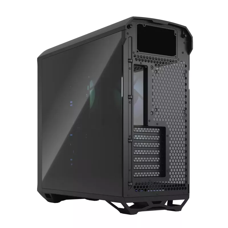 Arvuti korpus Fractal Design Torrent Tower Black — toetab ATX/EATX/ITX, 2x180mm esiventilaatorit, 2x3,5-tollist pesa, 4x2,5-tollist pesa, karastatud klaas
