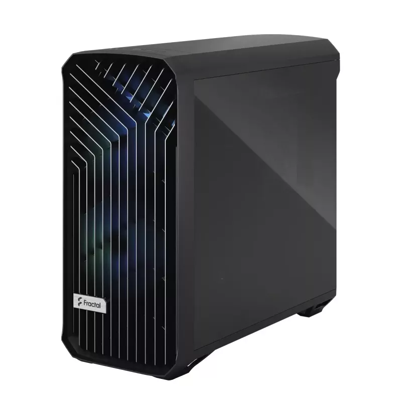 Arvuti korpus Fractal Design Torrent Tower Black — toetab ATX/EATX/ITX, 2x180mm esiventilaatorit, 2x3,5-tollist pesa, 4x2,5-tollist pesa, karastatud klaas