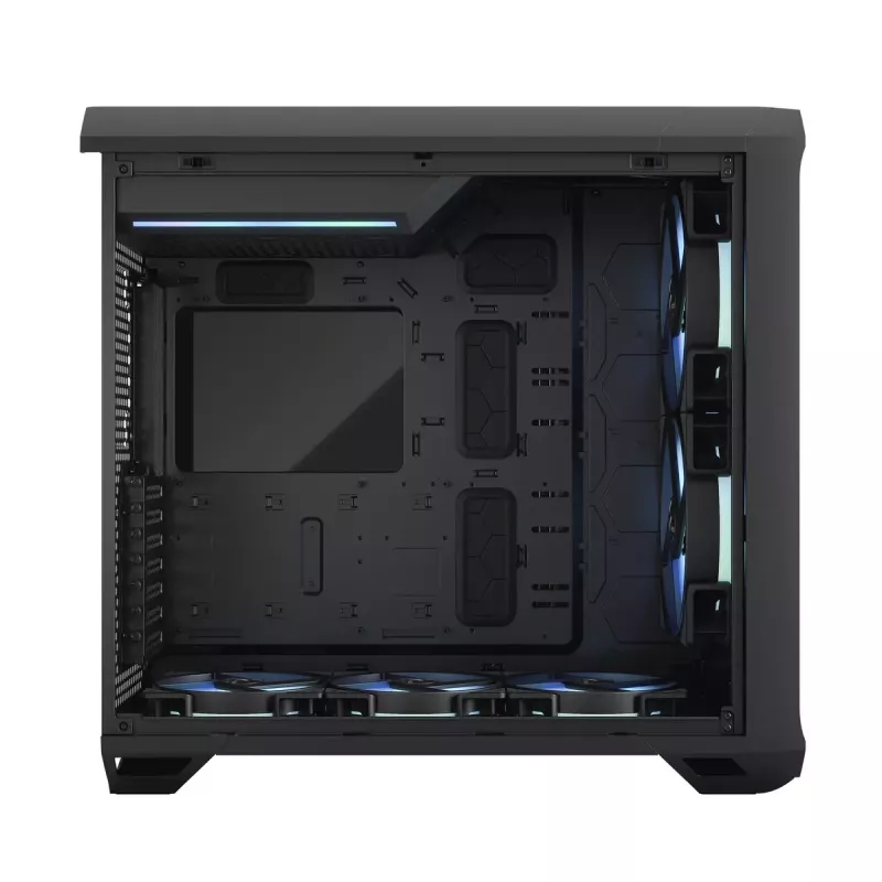 Arvuti korpus Fractal Design Torrent Tower Black — toetab ATX/EATX/ITX, 2x180mm esiventilaatorit, 2x3,5-tollist pesa, 4x2,5-tollist pesa, karastatud klaas