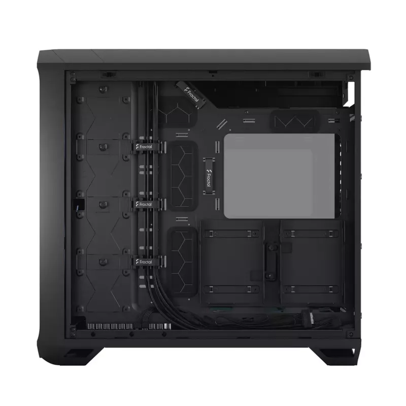 Arvuti korpus Fractal Design Torrent Tower Black — toetab ATX/EATX/ITX, 2x180mm esiventilaatorit, 2x3,5-tollist pesa, 4x2,5-tollist pesa, karastatud klaas