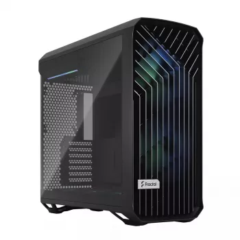 Arvuti korpus Fractal Design Torrent Tower Black — toetab ATX/EATX/ITX, 2x180mm esiventilaatorit, 2x3,5-tollist pesa, 4x2,5-tollist pesa, karastatud klaas