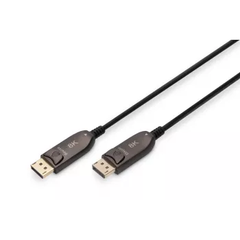 DIGITUS DisplayPort AOC hübriidkiudoptiline ühenduskaabel M/M UHD 8K@60Hz, CE, must 15m