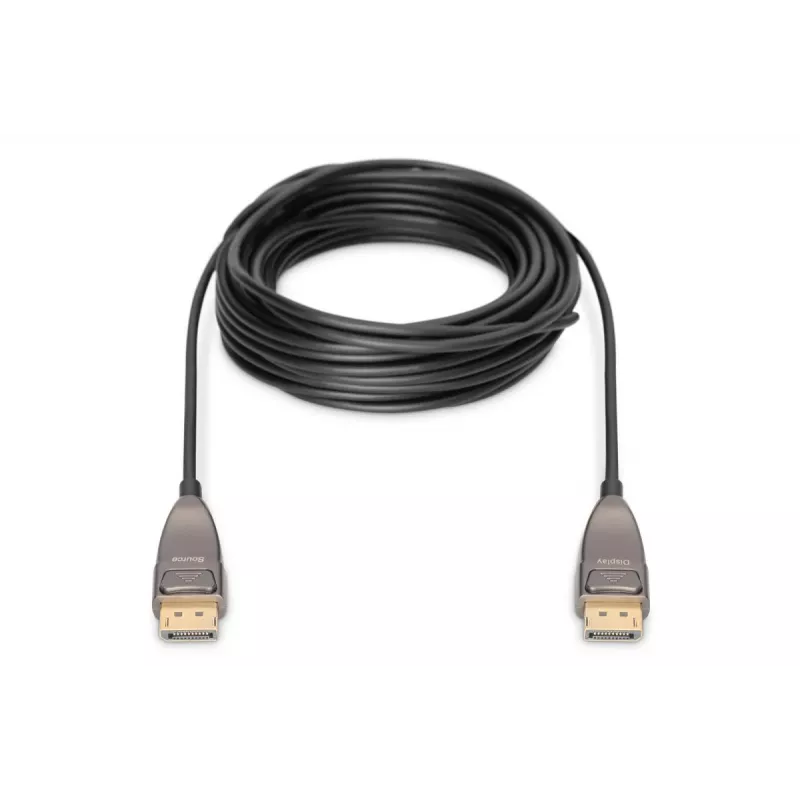 DIGITUS DisplayPort AOC hübriidkiudoptiline ühenduskaabel M/M UHD 8K@60Hz, CE, must 15m