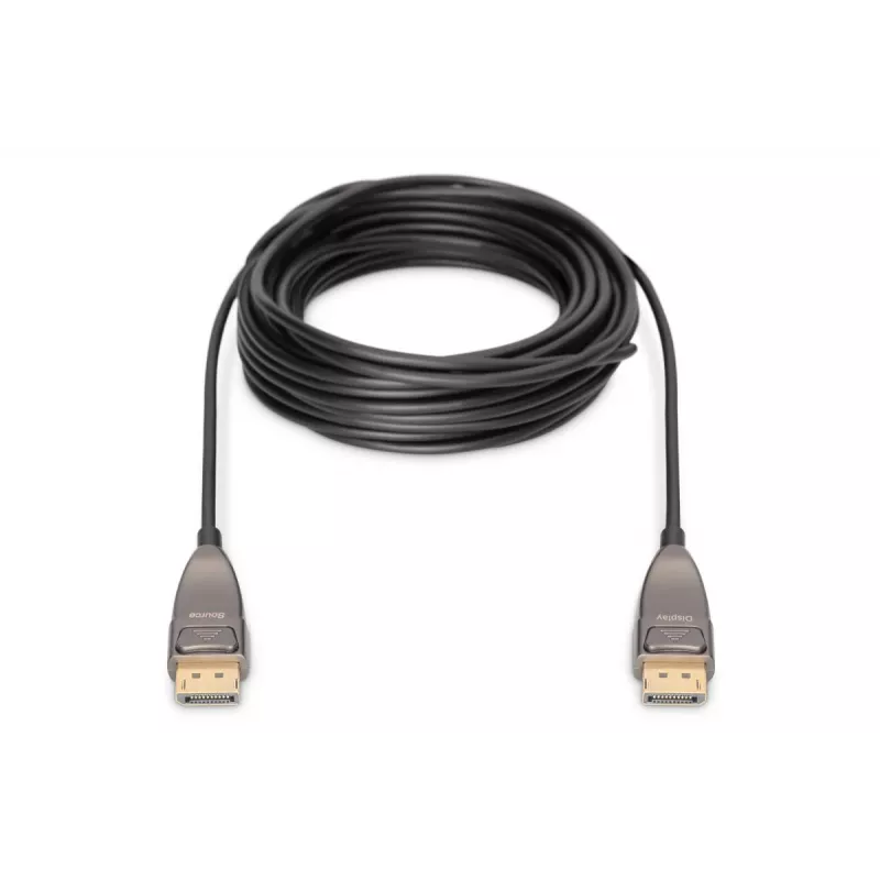 DIGITUS DisplayPort AOC hübriidkiudoptiline ühenduskaabel M/M UHD 8K@60Hz, CE, must 20m