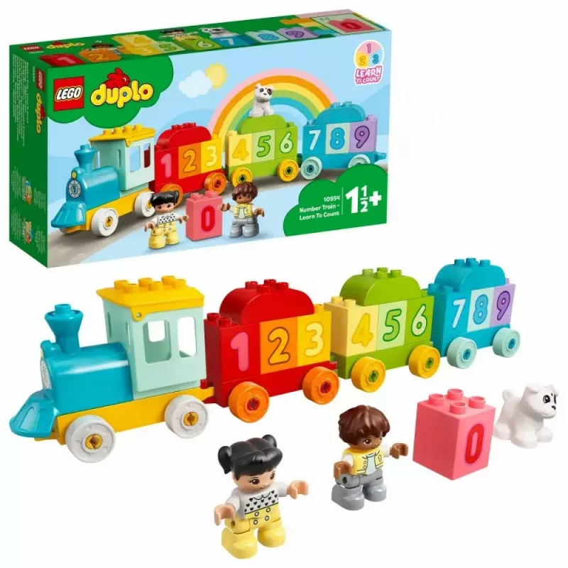 LEGO DUPLO numbritega rong 10954 – varajase õppe rong nummerdatud vagunitega loendamiseks ja sorteerimiseks