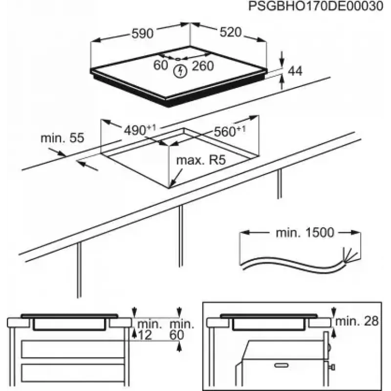 Electrolux LIV63431BK Must sisseehitatud 60 cm tsooniga induktsioonpliit, 4 tsooni