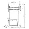 Kaasaskantav lameekraani põrandastatiiv TECHLY Signage Display Mount ICA-TR30 — 55–100-tollistele ekraanidele, VESA 1200x600, max koormus 150 kg, rattad, must