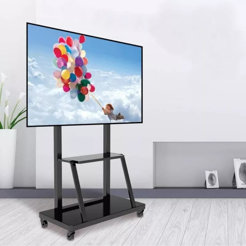 Kaasaskantav lameekraani põrandastatiiv TECHLY Signage Display Mount ICA-TR30 — 55–100-tollistele ekraanidele, VESA 1200x600, max koormus 150 kg, rattad, must