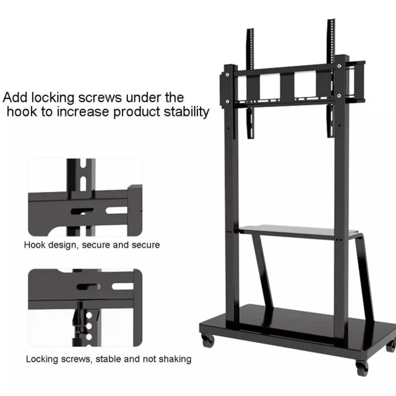 Kaasaskantav lameekraani põrandastatiiv TECHLY Signage Display Mount ICA-TR30 — 55–100-tollistele ekraanidele, VESA 1200x600, max koormus 150 kg, rattad, must