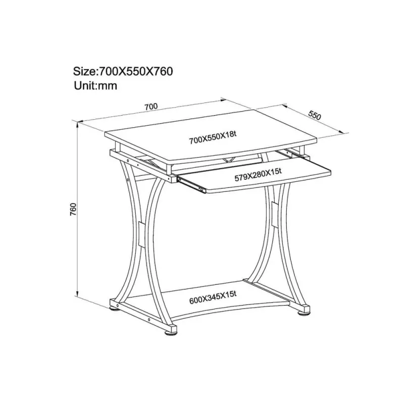 Techly Compact Desk for PC with Removable Tray, Must Graphite ICA-TB 328BK