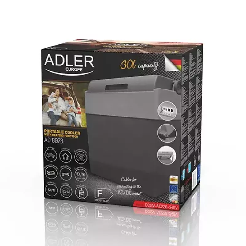 Adler AD 8078 kaasaskantav elektriline külmakast, 28 l, hall/valge