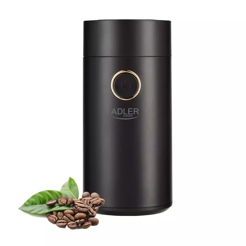 Adler AD 4446bg kohviveski koonusjahvatuskettaga — 150 W, 75 g ubade punker, roostevabast terasest jahvatuskettad, nuppjuhtimine, must