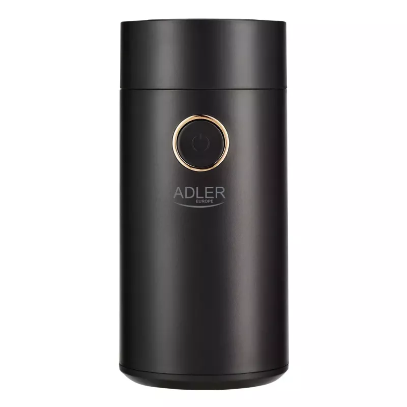 Adler AD 4446bg kohviveski koonusjahvatuskettaga — 150 W, 75 g ubade punker, roostevabast terasest jahvatuskettad, nuppjuhtimine, must
