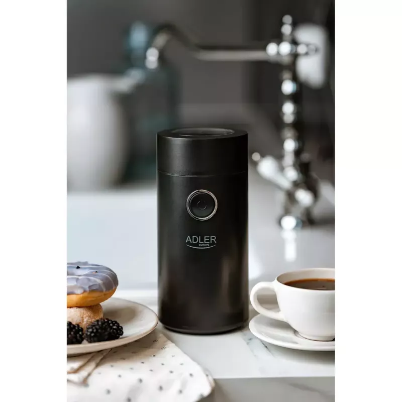 Burr grinder Adler AD4446BS — 150 W, stainless steel burrs, 75 g bean hopper, Must