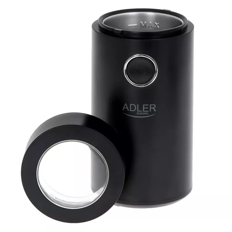 Burr grinder Adler AD4446BS — 150 W, stainless steel burrs, 75 g bean hopper, Must