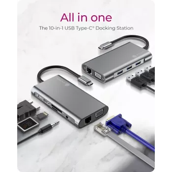 ICY BOX IB-DK4040-CPD Juhtmega USB 3.2 Gen 1 (3.1 Gen 1) Type-C Antratsiit, Must