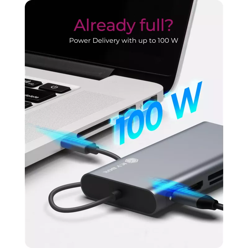 ICY BOX IB-DK4040-CPD Juhtmega USB 3.2 Gen 1 (3.1 Gen 1) Type-C Antratsiit, Must