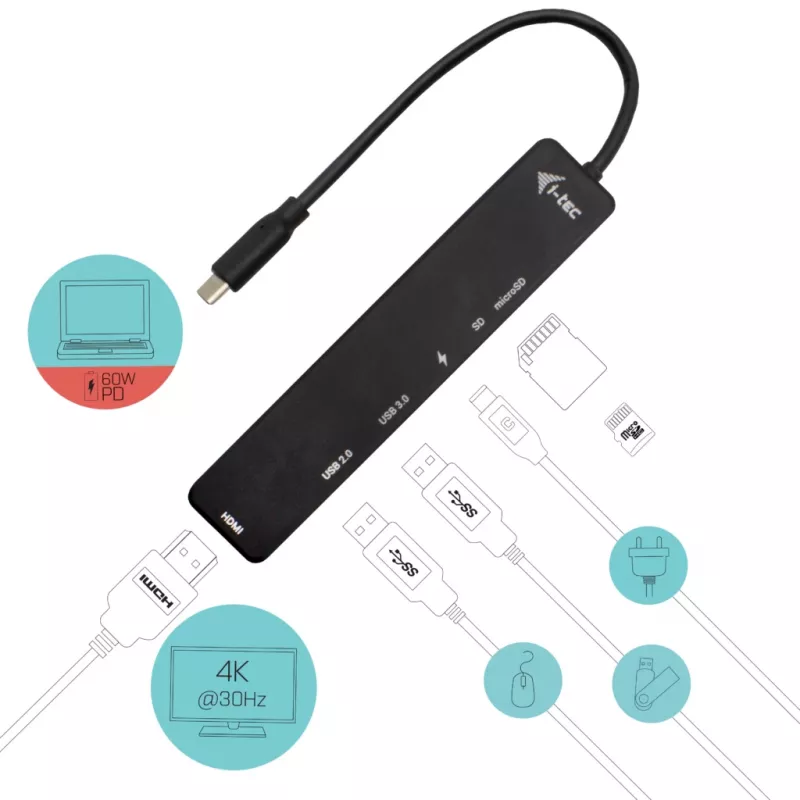 i-tec USB-C Travel Easy Dock 4K HDMI + toiteedastus 60 W