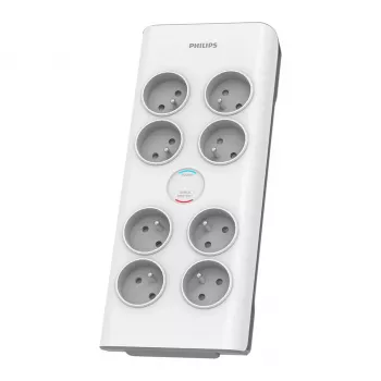 Philips SPN7080WA/60 liigpingekaitse Valge 8 vahelduvvoolu pistikupesa 2 m