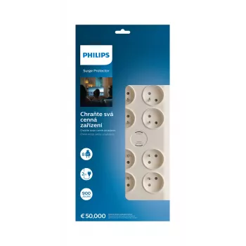 Philips SPN7080WA/60 liigpingekaitse Valge 8 vahelduvvoolu pistikupesa 2 m