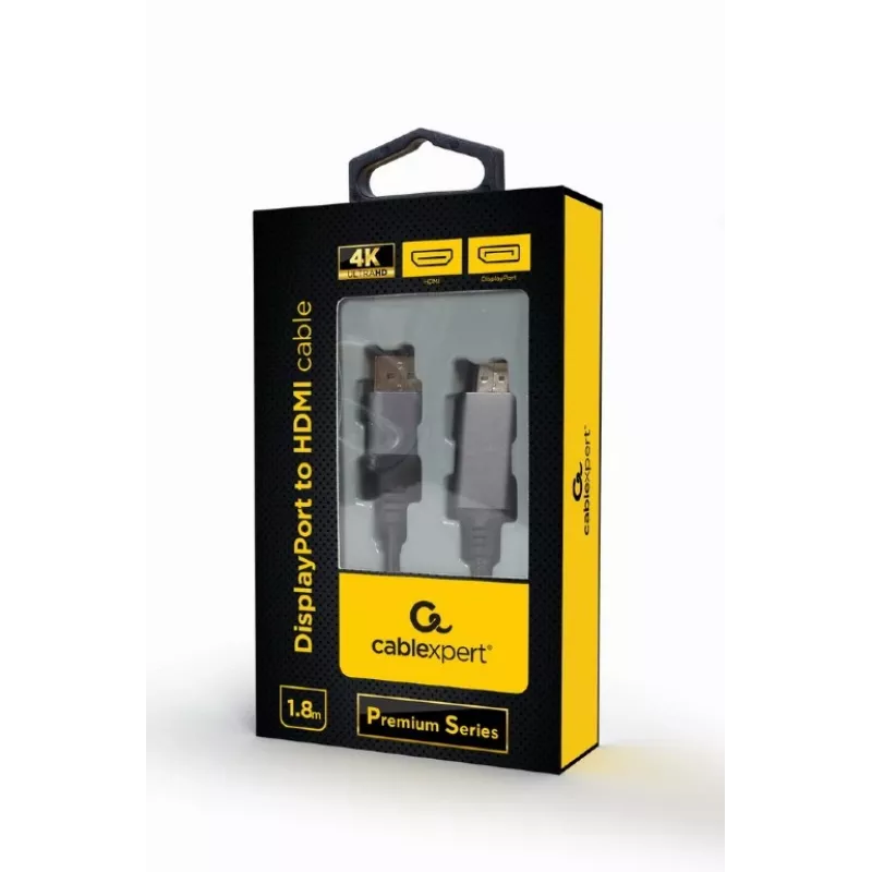Videokaabli adapter Gembird CC-DP-HDMI-4K-6 — DisplayPort HDMI-le tüüp A, 1,8 m, 4K, must