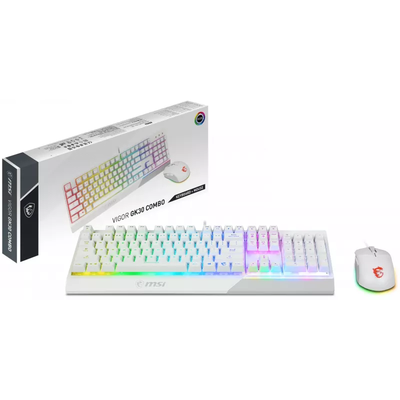 Mänguklaviatuuri ja -hiire komplekt MSI VIGOR GK30 COMBO WHITE