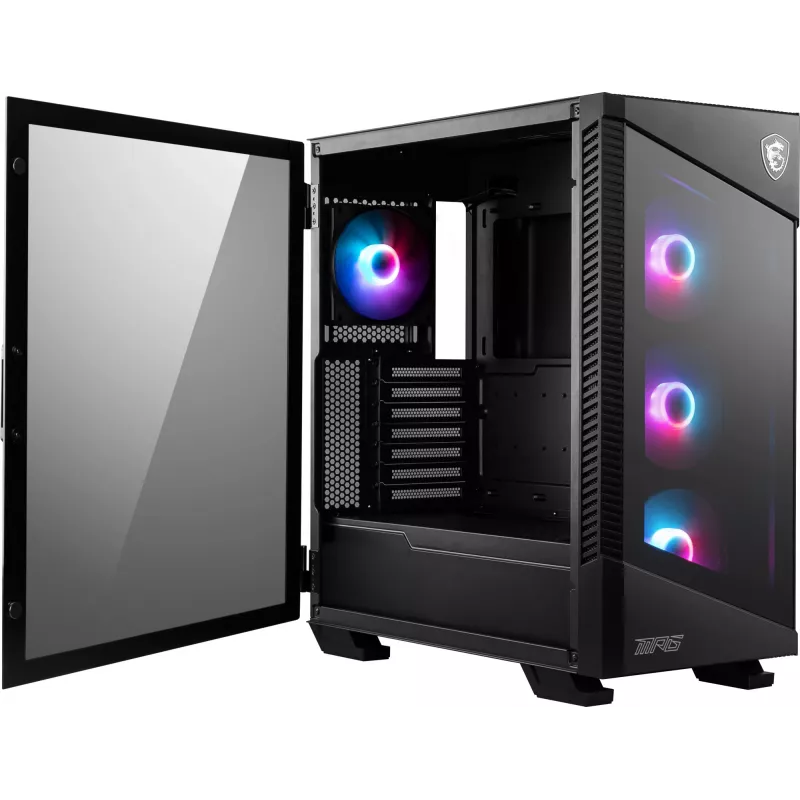 Arvuti korpus MSI MPG VELOX 100R Mid Tower Must — ATX, 7 laienduspesa, 2×3.5 tolli pesa, 2×2.5 tolli pesa, USB-C