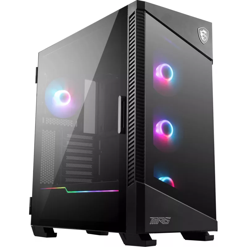 Arvuti korpus MSI MPG VELOX 100R Mid Tower Must — ATX, 7 laienduspesa, 2×3.5 tolli pesa, 2×2.5 tolli pesa, USB-C
