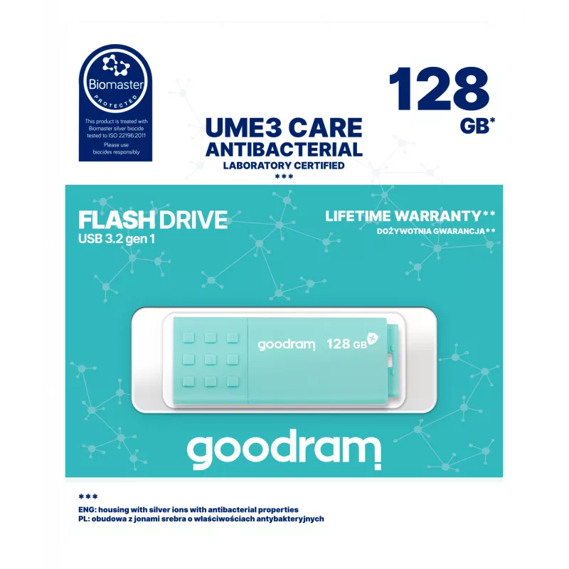 Goodram UME3 USB-mälupulk 128 GB USB Type-A 3.2 Gen 1 (3.1 Gen 1) Türkiissinine
