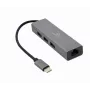 Dokkimisadapter Gembird A-CMU3-LAN-01 — USB-C 3.2 Gen 1, 1× Gigabit LAN, 3× USB-A, metallkorpus, hall