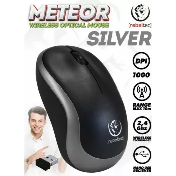 Juhtmevaba optiline hiir Rebeltec METEOR hõbedane RBLMYS00050 USB