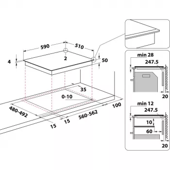 Whirlpool WS S4060 BF Must sisseehitatud 60 cm tsooniga induktsioonpliit 4 tsooni