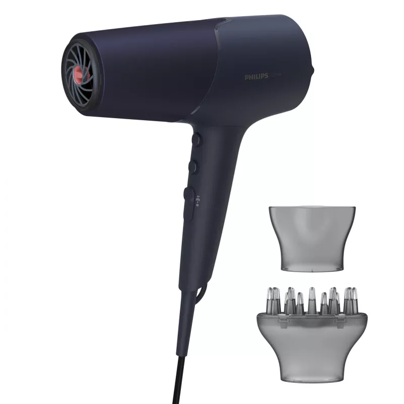 Föön Philips 5000 series BHD510/00, 2300 W, 6 kuumust/6 kiirust, ioonsüsteem, cool shot, koondaja ja difuusor, tumesinine, 1,8 m juhe