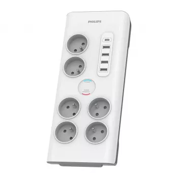 Philips SPN7060WA/60 liigpingekaitse, valge, 6 vahelduvvoolu pistikupesa, 2 m
