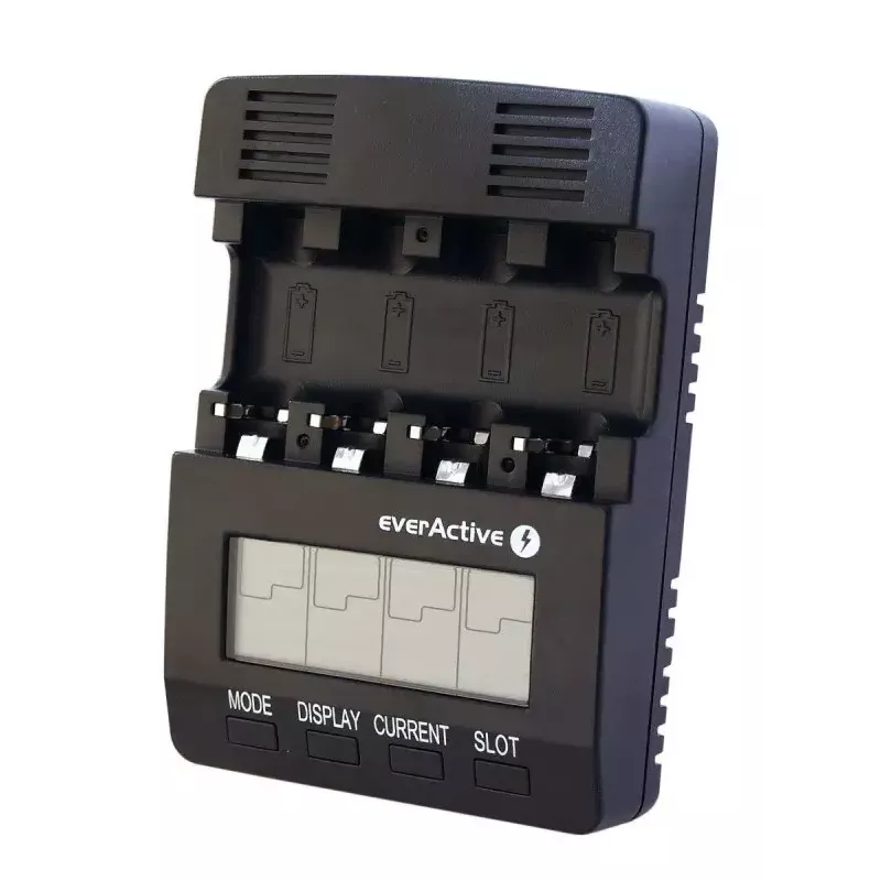 Akulaadija everActive NC-3000 — universaalne laadija AA/AAA/C/D (4elemendiline) must, 100–240V
