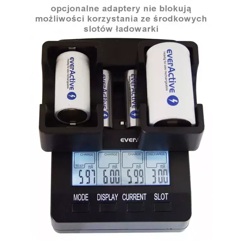 Akulaadija everActive NC-3000 — universaalne laadija AA/AAA/C/D (4elemendiline) must, 100–240V