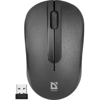 Juhtmeta optiline hiir DEFENDER HIT MM-495 RF, kahekäeline, 1600 DPI, USB RF vastuvõtja, must