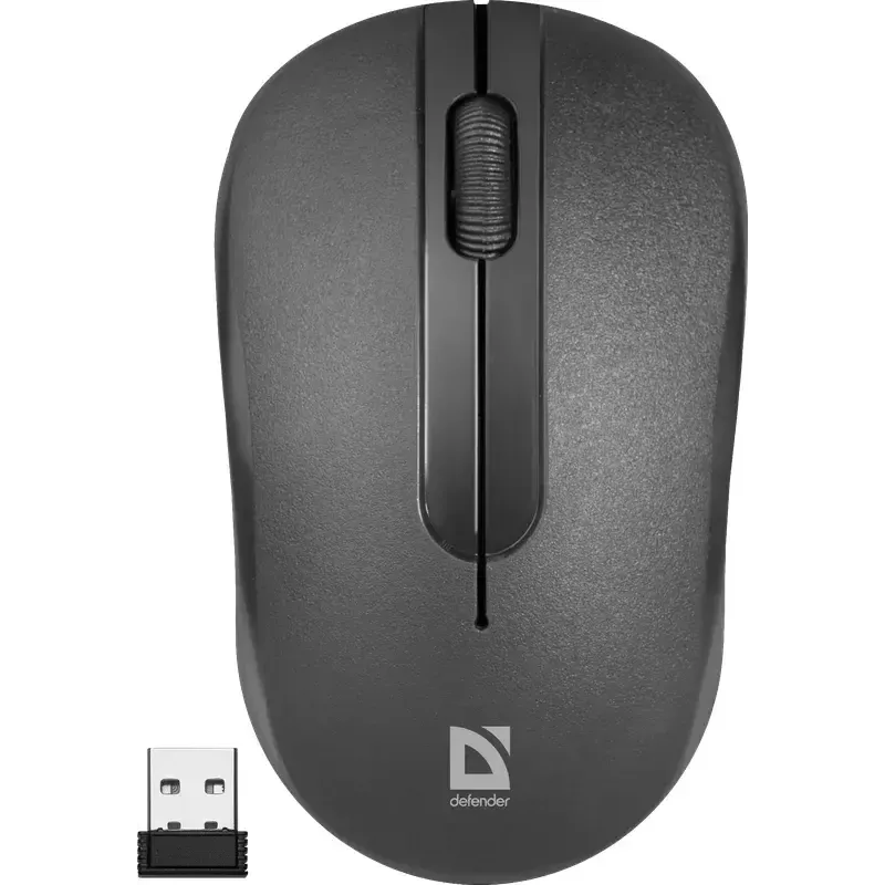 Juhtmeta optiline hiir DEFENDER HIT MM-495 RF, kahekäeline, 1600 DPI, USB RF vastuvõtja, must