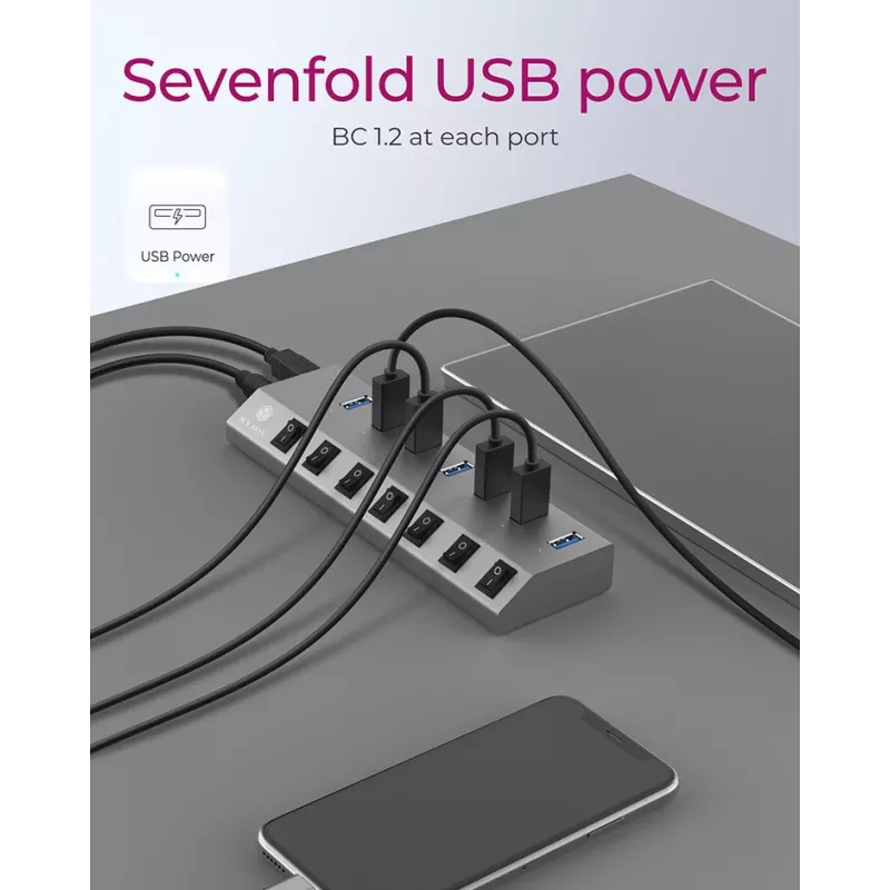 ICY BOX IB-HUB1701-C3 USB 3.2 Gen 1 (3.1 Gen 1) Type-B 5000 Mbit/s Antratsiit
