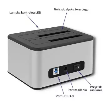 Dokkimisjaam QOLTEC 5316 2x 2,5/3,5-tollisele HDD/SSD-le, SATA, USB 3.0 (5 Gb/s), alumiiniumkorpus