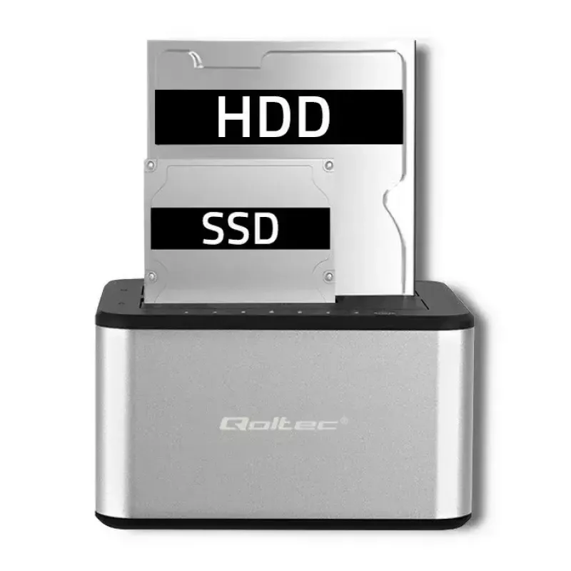 Dokkimisjaam QOLTEC 5316 2x 2,5/3,5-tollisele HDD/SSD-le, SATA, USB 3.0 (5 Gb/s), alumiiniumkorpus