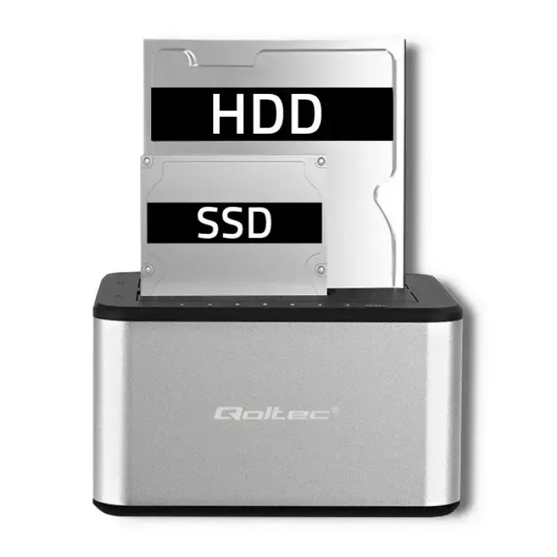 Dokkimisjaam QOLTEC 5316 2x 2,5/3,5-tollisele HDD/SSD-le, SATA, USB 3.0 (5 Gb/s), alumiiniumkorpus