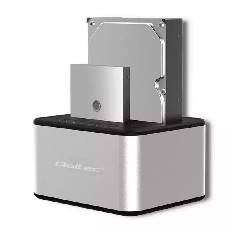 Dokkimisjaam QOLTEC 5316 2x 2,5/3,5-tollisele HDD/SSD-le, SATA, USB 3.0 (5 Gb/s), alumiiniumkorpus