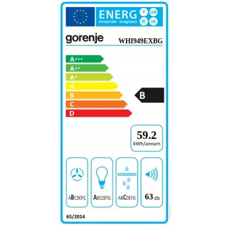 Gorenje WHI949EXBG õhupuhasti, seinale paigaldatav, hõbedane, roostevaba teras, 608 m³/h