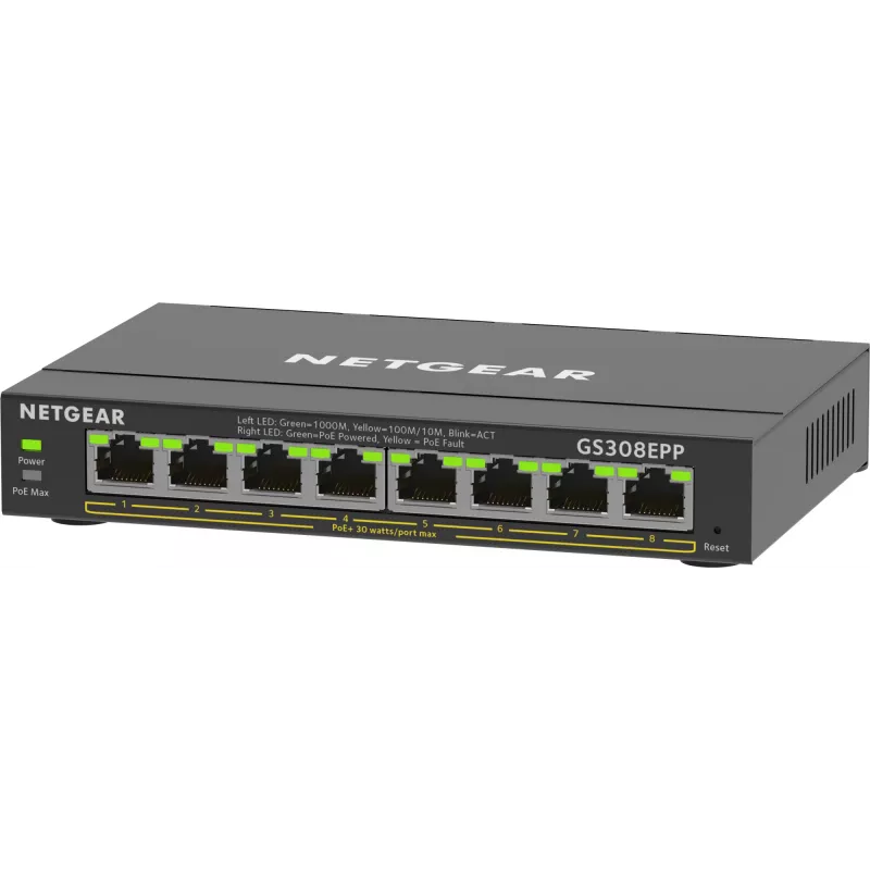 NETGEAR 8-pordiline Gigabit Ethernet PoE+ lüliti (GS308EPP)