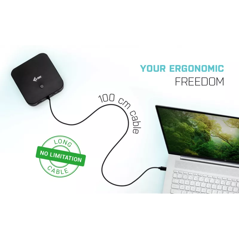 i-tec USB-C HDMI DP dokkimisjaam toiteedastusega 100 W