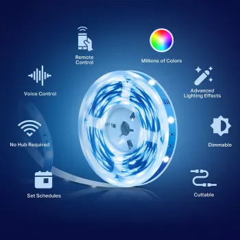 TP-Link Tapo nutikas WiFi-valgusriba, universaalribavalgusti, meeleoluvalgustus, sise-/väliskasutuseks, kleepriba, mitmevärviline, muudetav