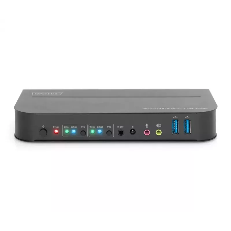 DIGITUS KVM-lüliti, 2x1 DP, DP/HDMI väljund, USB 4Kx2K@60Hz