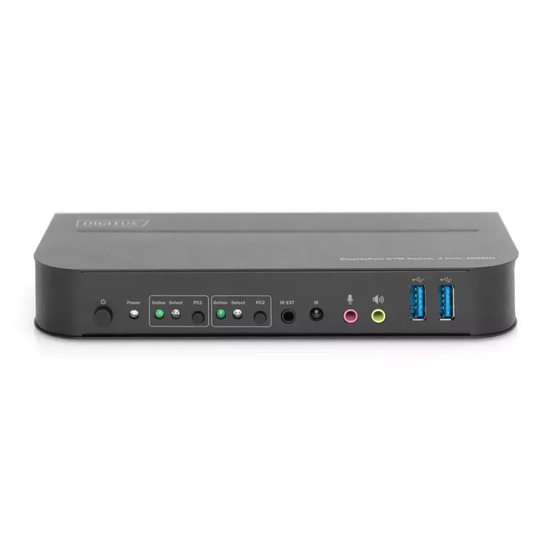 DIGITUS KVM-lüliti, 2x1 DP, DP/HDMI väljund, USB 4Kx2K@60Hz